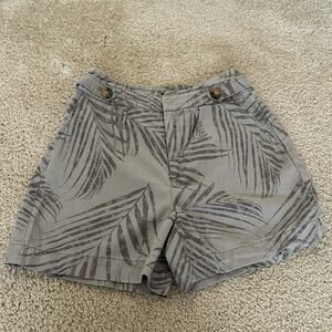 White House Black Market High Rise Short Brown/Palm Leaves Size 0